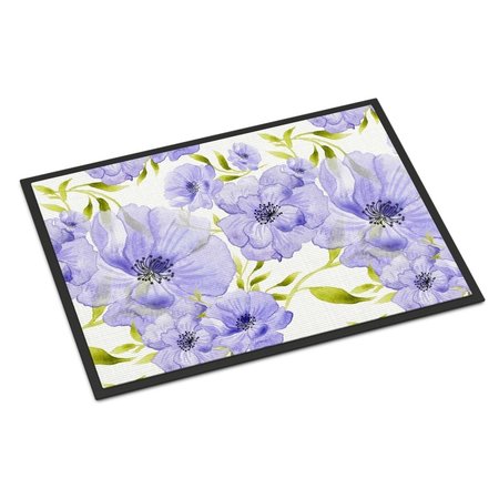 CAROLINES TREASURES Watercolor Blue Flowers Indoor or Outdoor Mat, 18 x 27 in. BB7491MAT